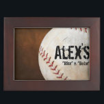 Baseball Player's Personalized Custom Keepsake Box<br><div class="desc">A grunge yet elegant designer keepsake box for baseball players with customizable text. Personalize it with your own text or click the "Customize It" button to go to the design tool where you can add text,  change the font,  type size,  type color,  text positioning and more.</div>