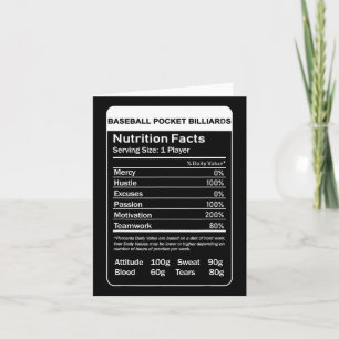 Baseball Pocket Billiards Nutrition Facts Card