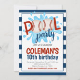 Baseball Waterslide Birthday Party Invitation