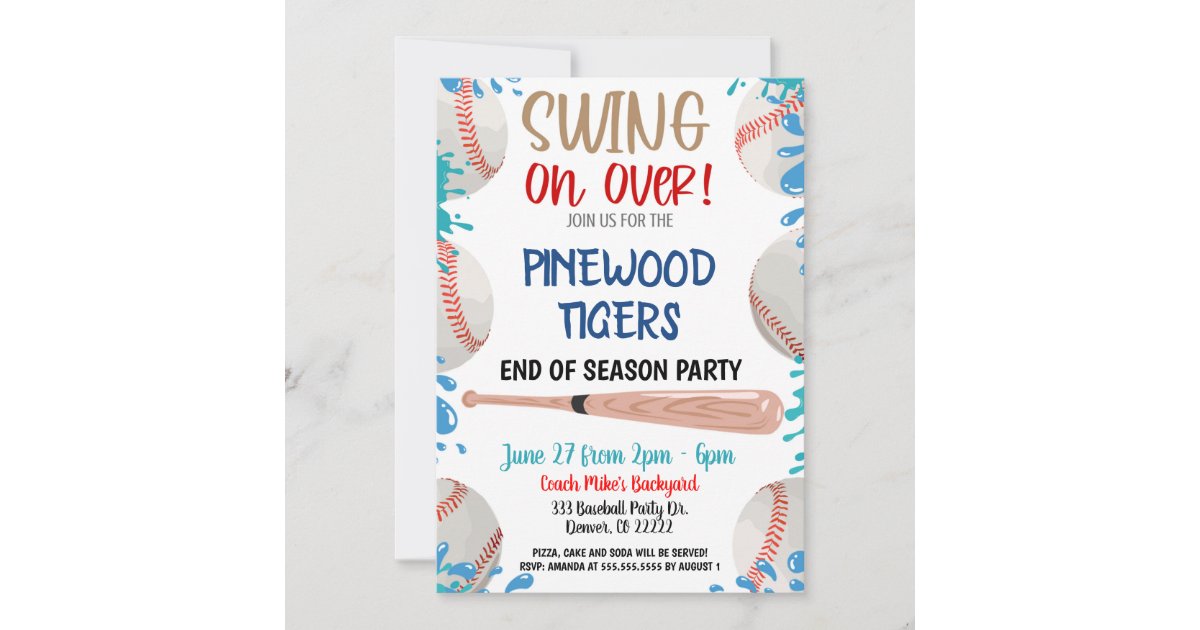 Baseball Pool Party Invitation