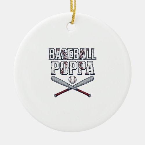 Baseball Poppa Vintage Engraving Shirt Design_1 Ceramic Ornament