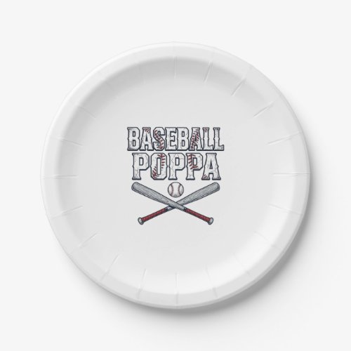 Baseball Poppa Vintage Engraving Shirt Design_1 Paper Plates
