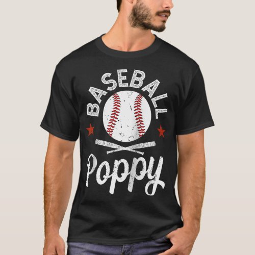 Baseball Poppy Grandpa Baseball Player Poppy Ragla T_Shirt