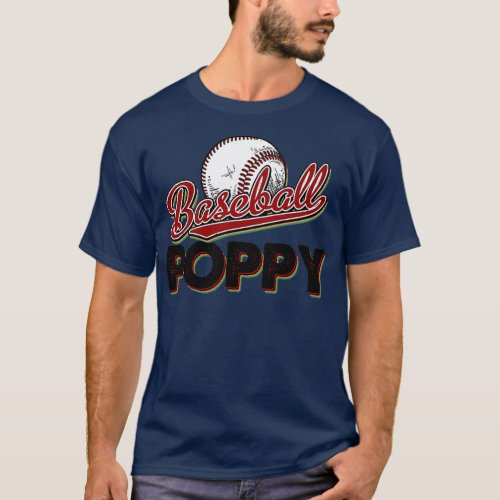 Baseball Poppy retro vintage fathers day game T_Shirt