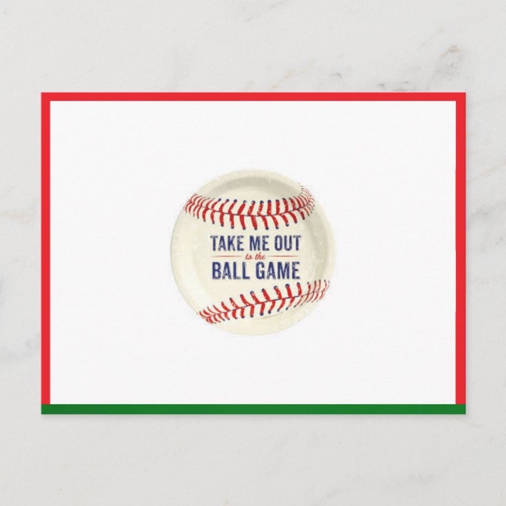 Baseball postcard take me out to the ballpark zazzle