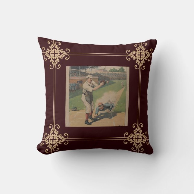 Baseball Poster Throw Pillow (Front)