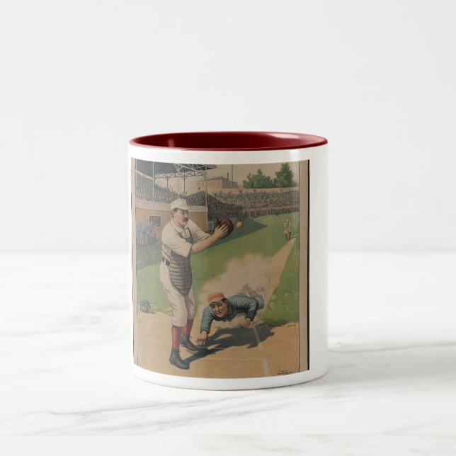 Baseball Poster Two-Tone Coffee Mug (Center)