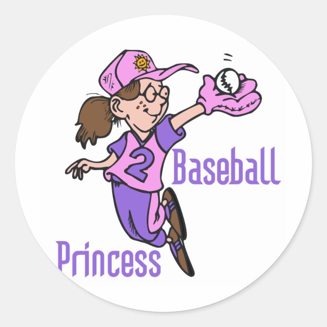 Baseball Princess T-shirts and Gifts Classic Round Sticker (Front)