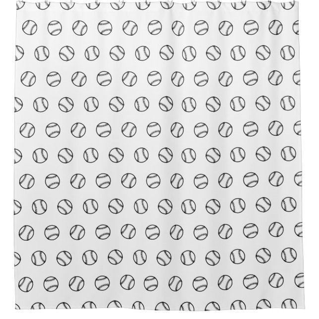 Baseball Print Pattern CUSTOM BACKGROUND COLOR Shower Curtain (Front)