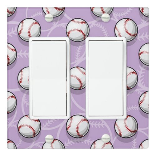 Baseball Printed Purple Double Toggle Switch Cover