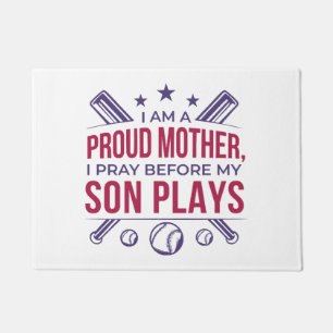 Baseball Proud Mother I Pray Before My Son Plays  Doormat