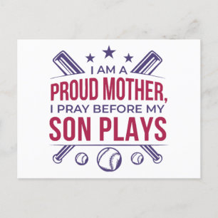 Baseball Proud Mother I Pray Before My Son Plays  Holiday Postcard