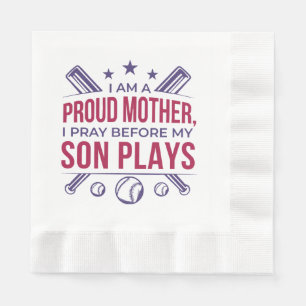 Baseball Proud Mother I Pray Before My Son Plays Napkins