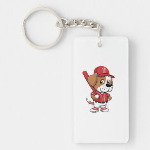 Baseball Puppy Cartoon Keychain