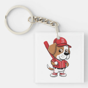 Baseball Puppy Cartoon Keychain