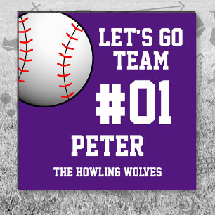Baseball Purple White Car Magnet