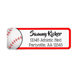 Baseball Red & Black Address Label