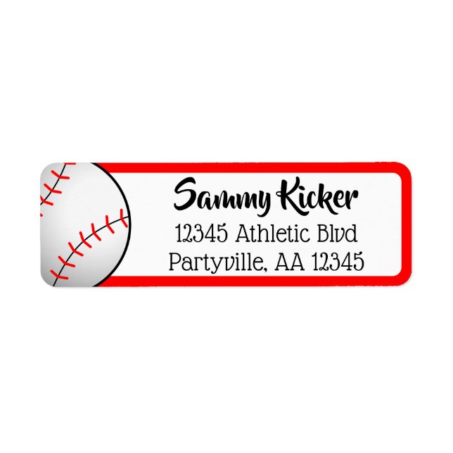 Baseball Red & Black Address Label (Front)