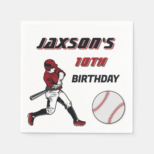 Baseball Red Black Birthday Party Any Age Napkins