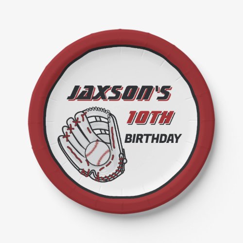 Baseball Red Black Birthday Party Any Age Paper Plates