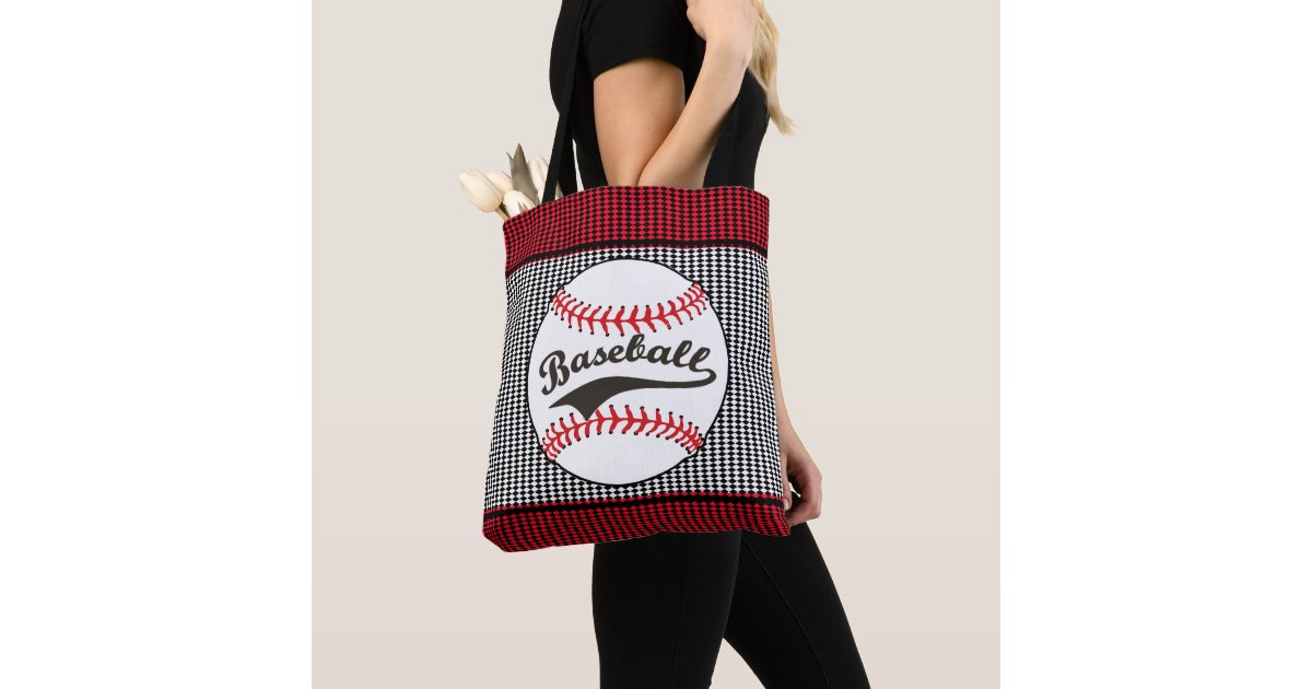 Baseball Red Black Print Tote Bag Zazzle