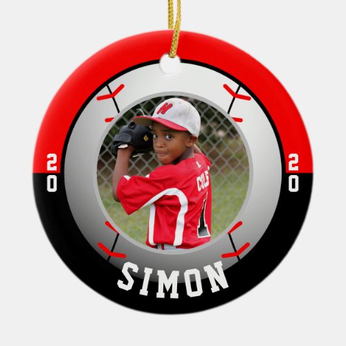 Baseball Red Black Team Colors Ceramic Ornament