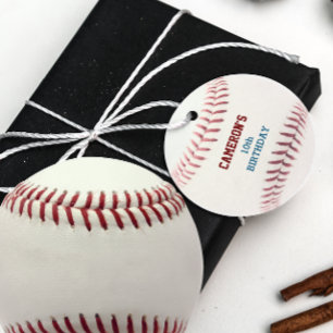 Baseball Red Blue Favor Tags