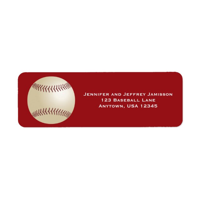Baseball, Red, Personalized Return Address Label (Front)