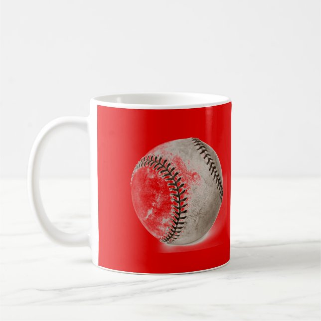 Baseball Red Pop Art Coffee Mug (Left)