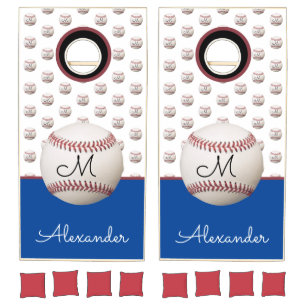 Baseball Red White Blue monogrammed Cornhole Set