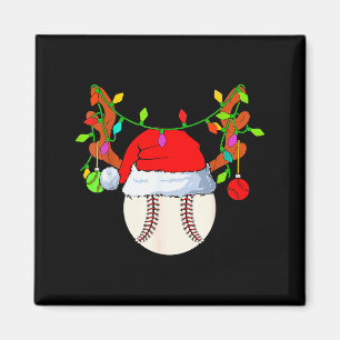Baseball Reindeer Santa Hat Christmas Magnet