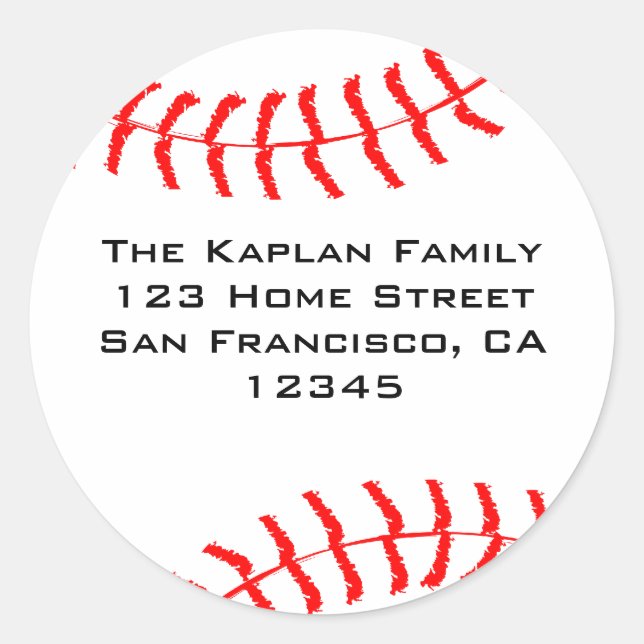 Baseball Return Address Envelope Sticker (Front)