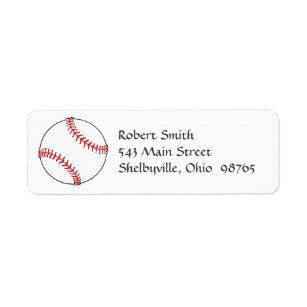 30 Custom Cartoon Baseball Personalized Address Labels 