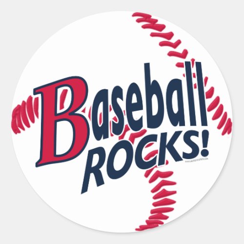 Baseball Rocks by Mudge Studios Classic Round Sticker