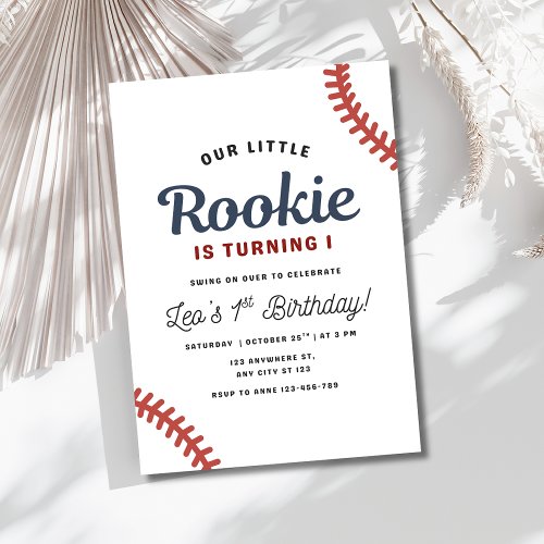 Baseball Rookie 1st Birthday Sports Boys Birthday