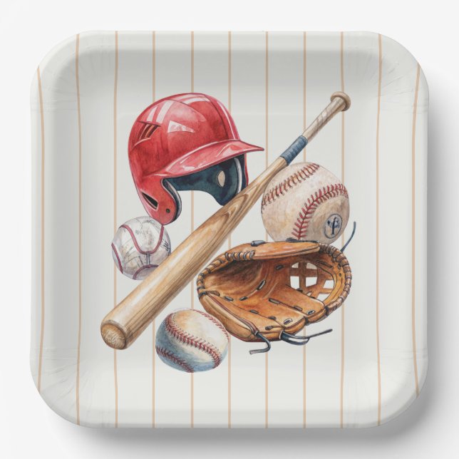 Baseball Rookie Birthday Paper Plates (Front)