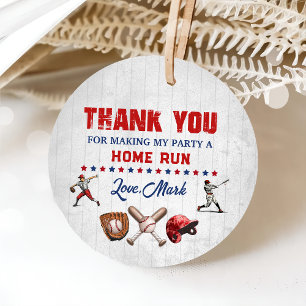 Baseball Rookie Birthday Thank You Favor Tags