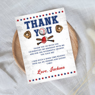 Baseball Rookie Boys Birthday Thank You Card