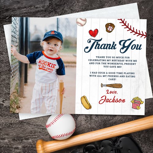 Baseball Rookie Boys Birthday Thank You Card