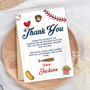 Baseball Rookie Boys Birthday Thank You Card