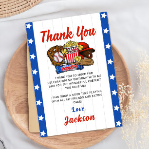 Baseball Rookie Boys Birthday Thank You Card