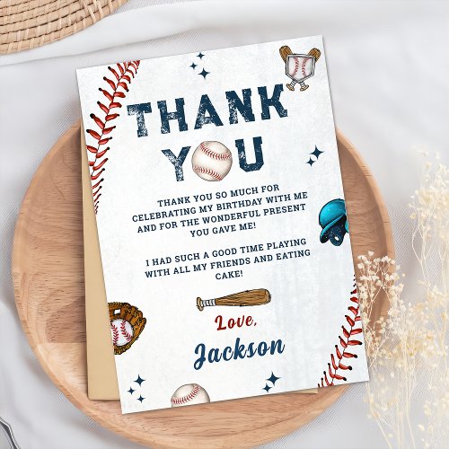 Baseball Rookie Boys Birthday Thank You Card