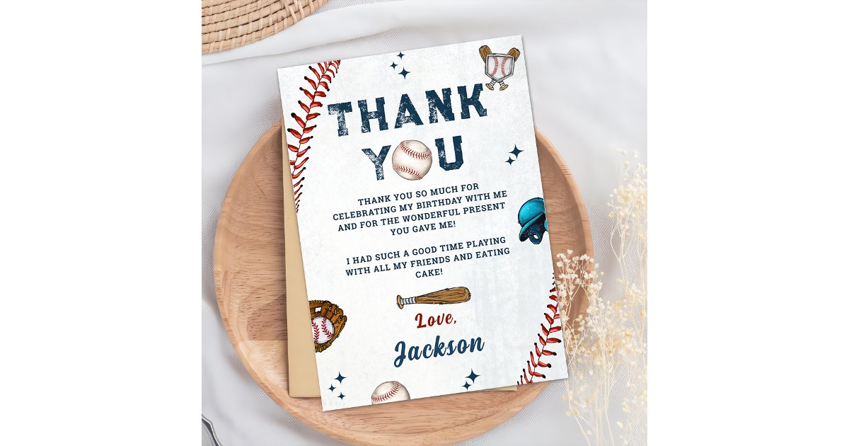 Baseball Rookie Boys Birthday Thank You Card | Zazzle