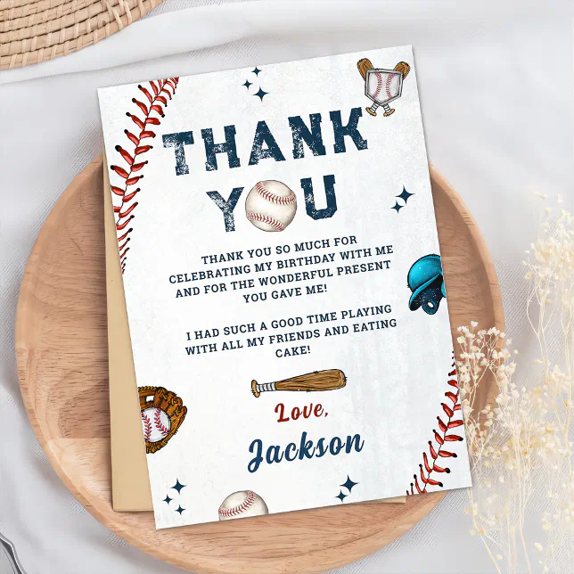 Baseball Rookie Boys Birthday Thank You Card | Zazzle