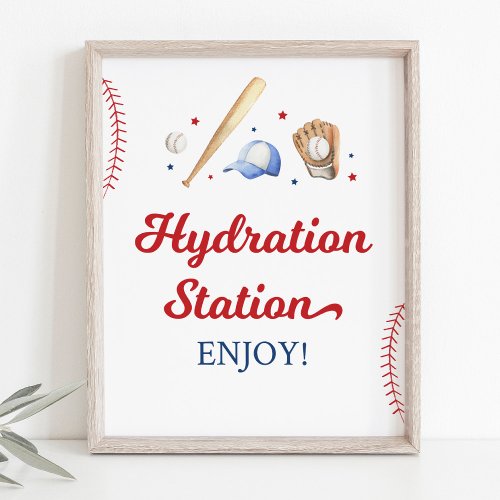 Baseball Rookie Hydration Station Birthday Sign