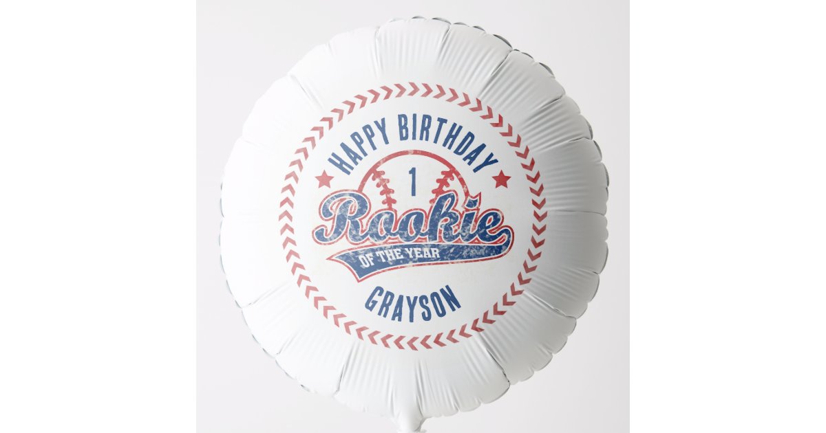 Baseball Rookie of the Year 1st Birthday Party Balloon | Zazzle