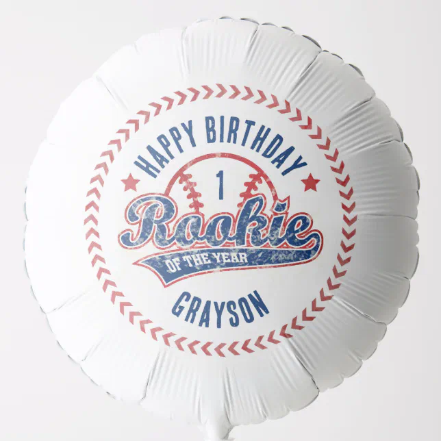 Baseball Rookie of the Year 1st Birthday Party Balloon | Zazzle