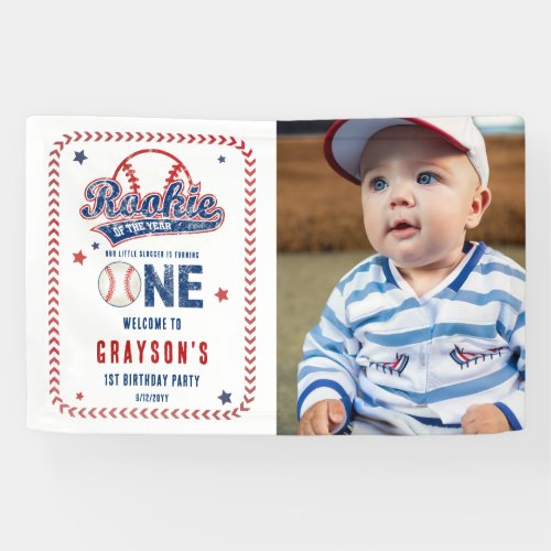 Baseball Rookie of the Year 1st Birthday Party Banner