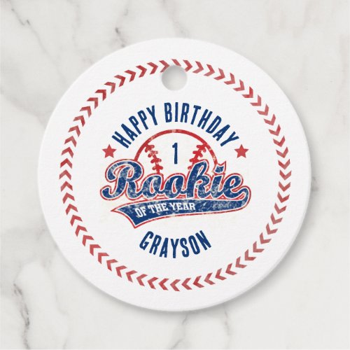 Baseball Rookie of the Year 1st Birthday Party Favor Tags