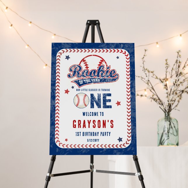 Baseball Rookie of the Year 1st Birthday Party Foam Board (In Situ (Stand))